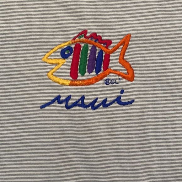 Vintage 90s Sgt. Leisure Stripped T-Shirt Maui Hawaii Women Large Made in USA - Picture 2 of 6